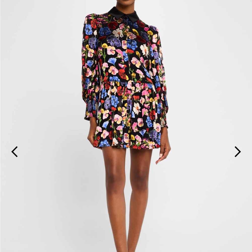 Nwt Alice+Olivia dress new collection timeless blossom sea4 silk/viscose size S